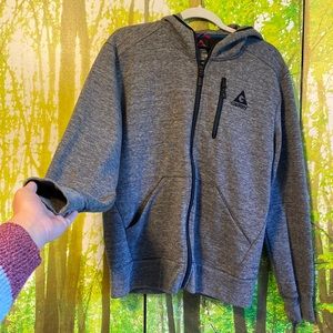 Gerry grey heather long sleeve zip up mens pocket hoodie
